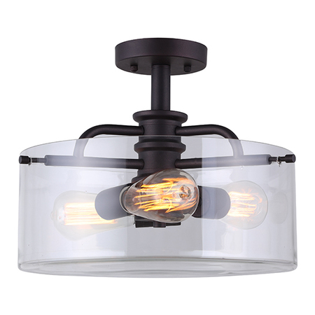 CANARM Albany, Isf679A03Orb, 3 Lt Semi Flush, Clear Glass, 60W Type A, 14 1/2 ISF679A03ORB